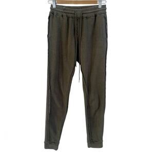 Danielle Guizio Jogger Sweatpants S Drawstring Inside Out Olive Green Distressed